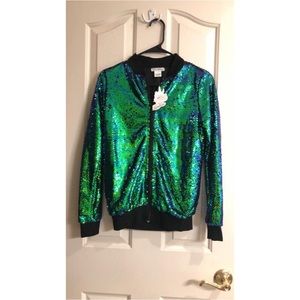 Iheartraves sequin bomber jacket